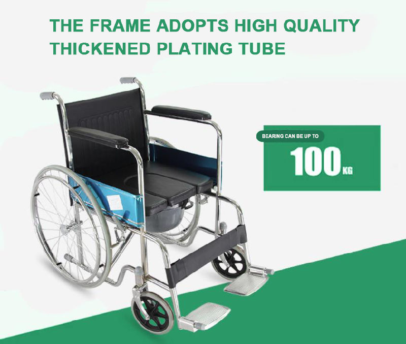 Wheelchair Transport Medical Folding Manual Commode Wheelchair