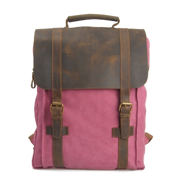 Vintage Leather Washed Canvas Shoulder Bag Heavy Canvas Laptop Backpack Bag (RS-6820B)