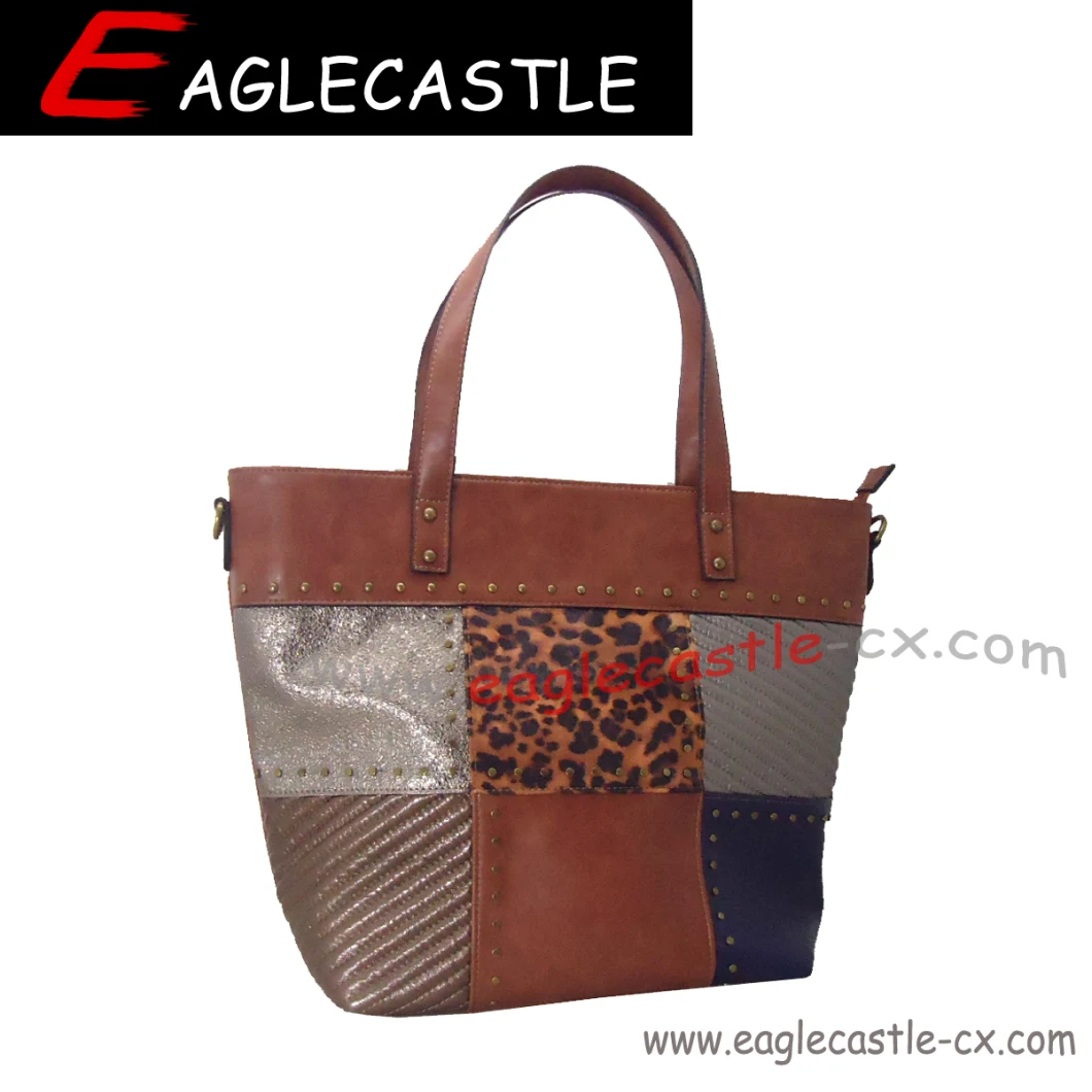 Contrast Style Lady Handbag / Spliced Color Bags / Women Tote Bag / PU Handbag / Shoulder Bag (CX17805)