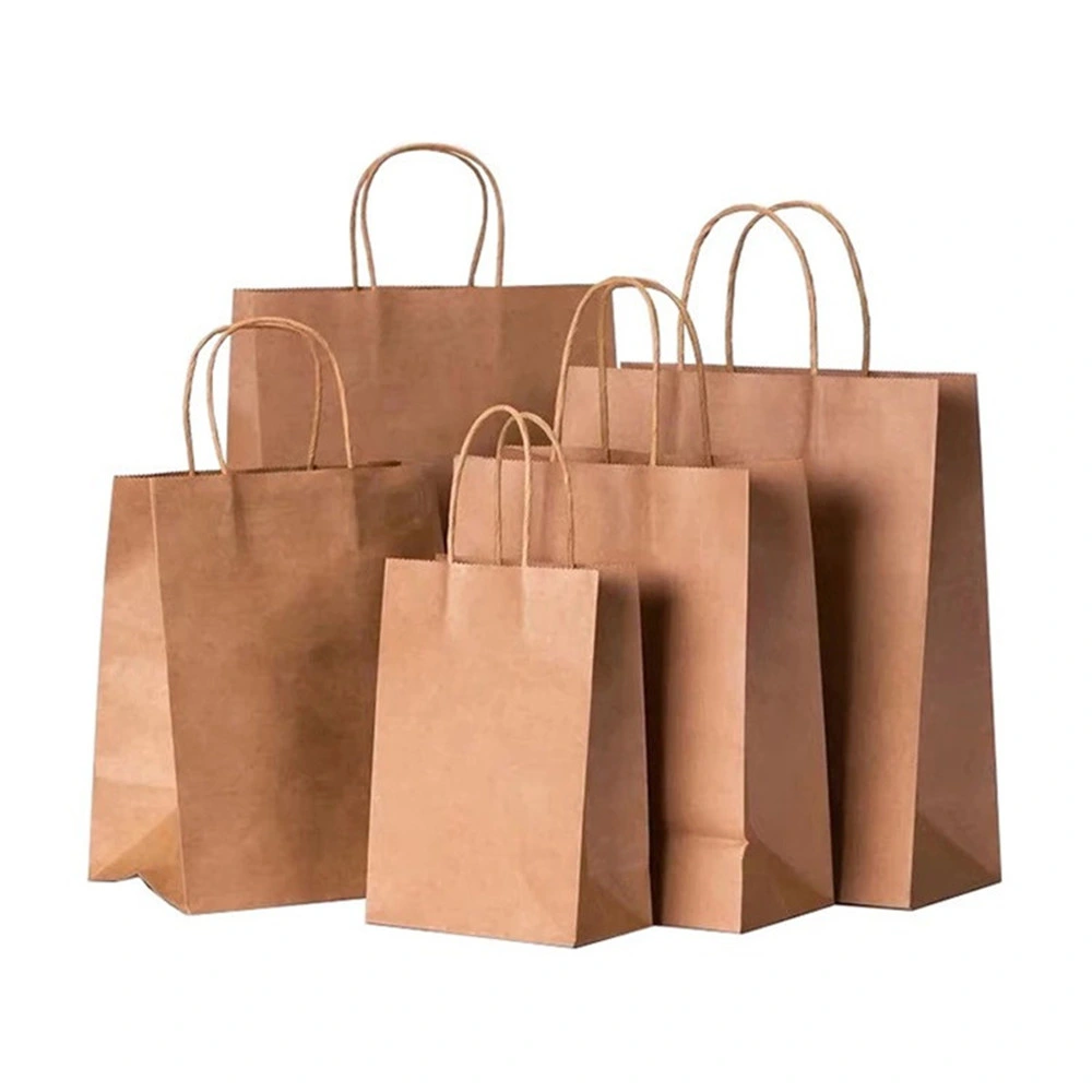 OEM Printed Brown Kraft Paper Tote Branded Kraft Paper Bag