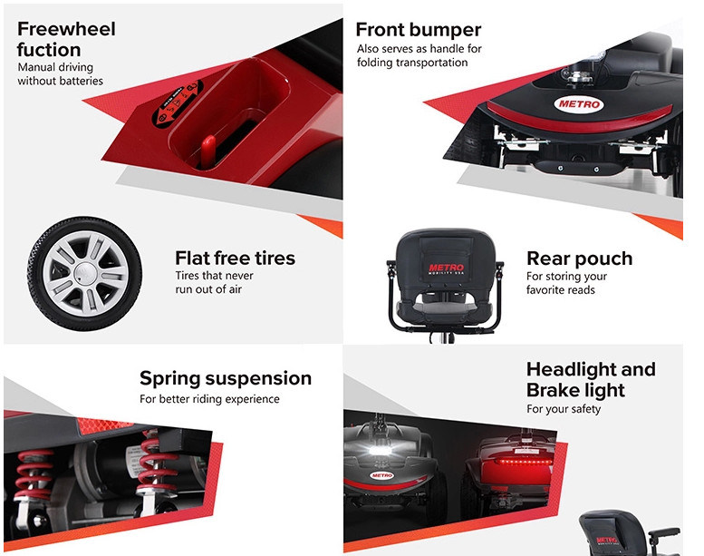 4 Wheels Light Weight Folded Mobility Scooter for Old People and Disabled People