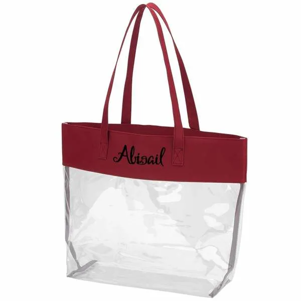 Wholesale Monogrammed Personalized Stadium Tote Bag Plasti PVC Clear Purse