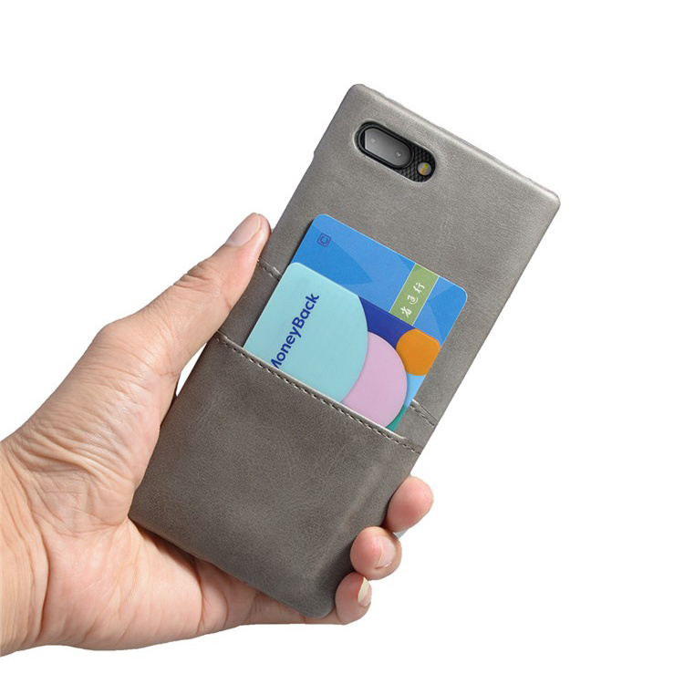 Logo Custom Leather Card Slots Wallet Back Cover Case for Blackberry Key2
