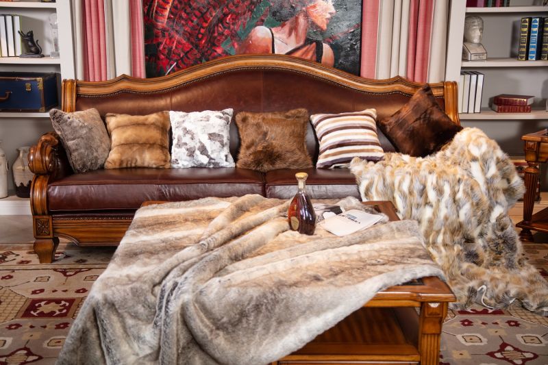 Flame Retardant Faux Fur Blanket Throw for Bedroom (019-93)