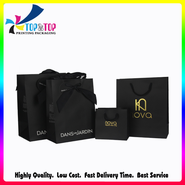 Custom Logo Printed Black Bag for Jewelry Packaging