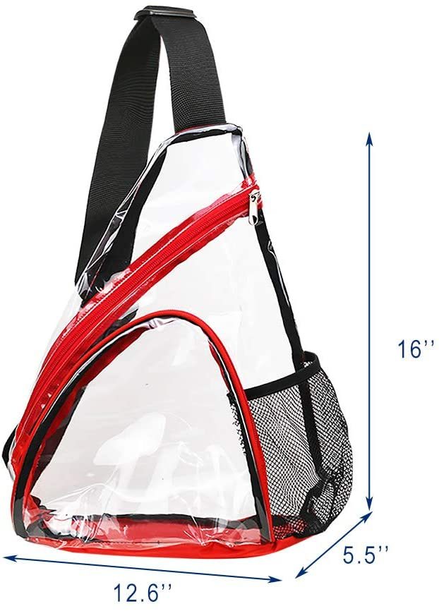Clear PVC Sling Bag - Stadium Approved Clear Shoulder Crossbody Backpack