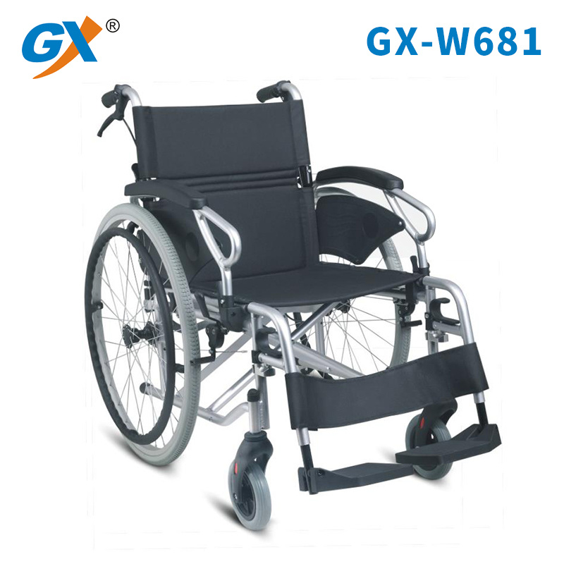 Aluminum Foldable Wheelchair with Drop Back Handle