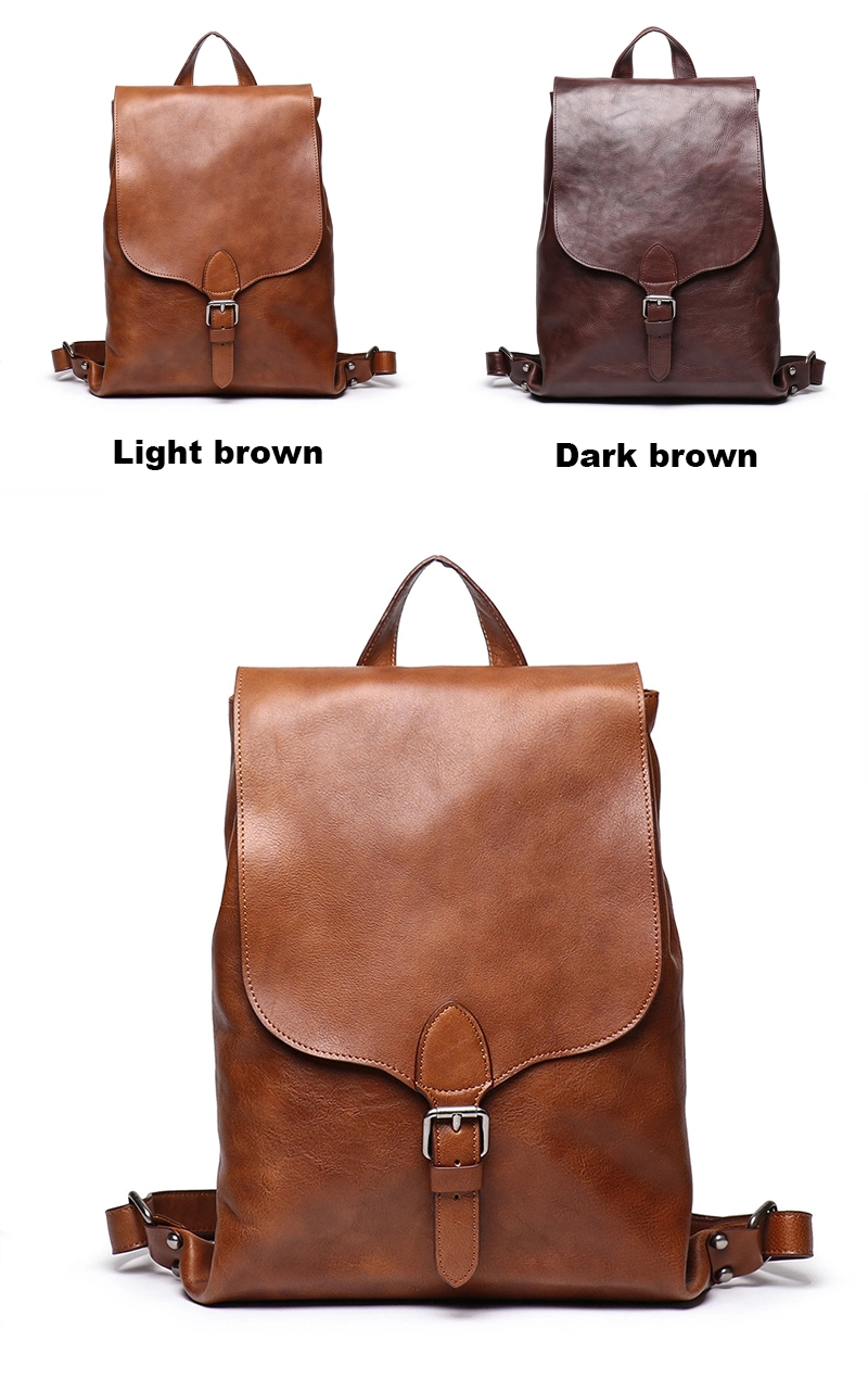 New Arrival Vintage Brown Leather School Bag Genuine Leather Backpack for Men