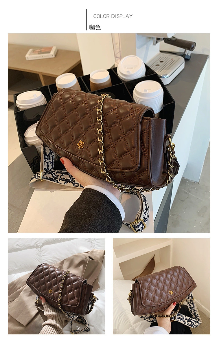 Vintage Quilted Female Bags Sling Bag with Chain Small Handbags for Women