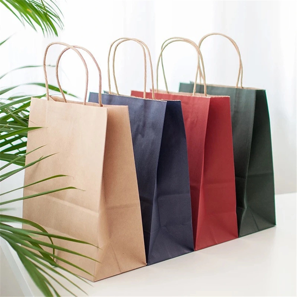 White/Brown Recycled Kraft Paper Shopping Bag Carrier Gift Tote