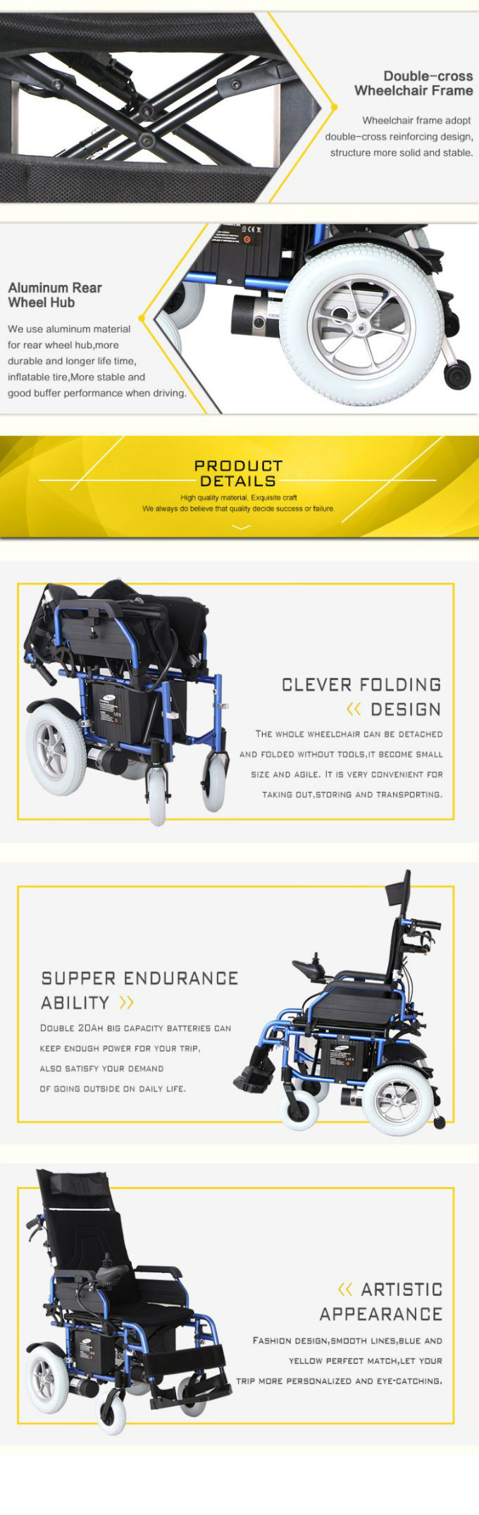 Therapy Rehabilitation Equipment Reclining Folding Aluminum Power Wheelchairs Electric