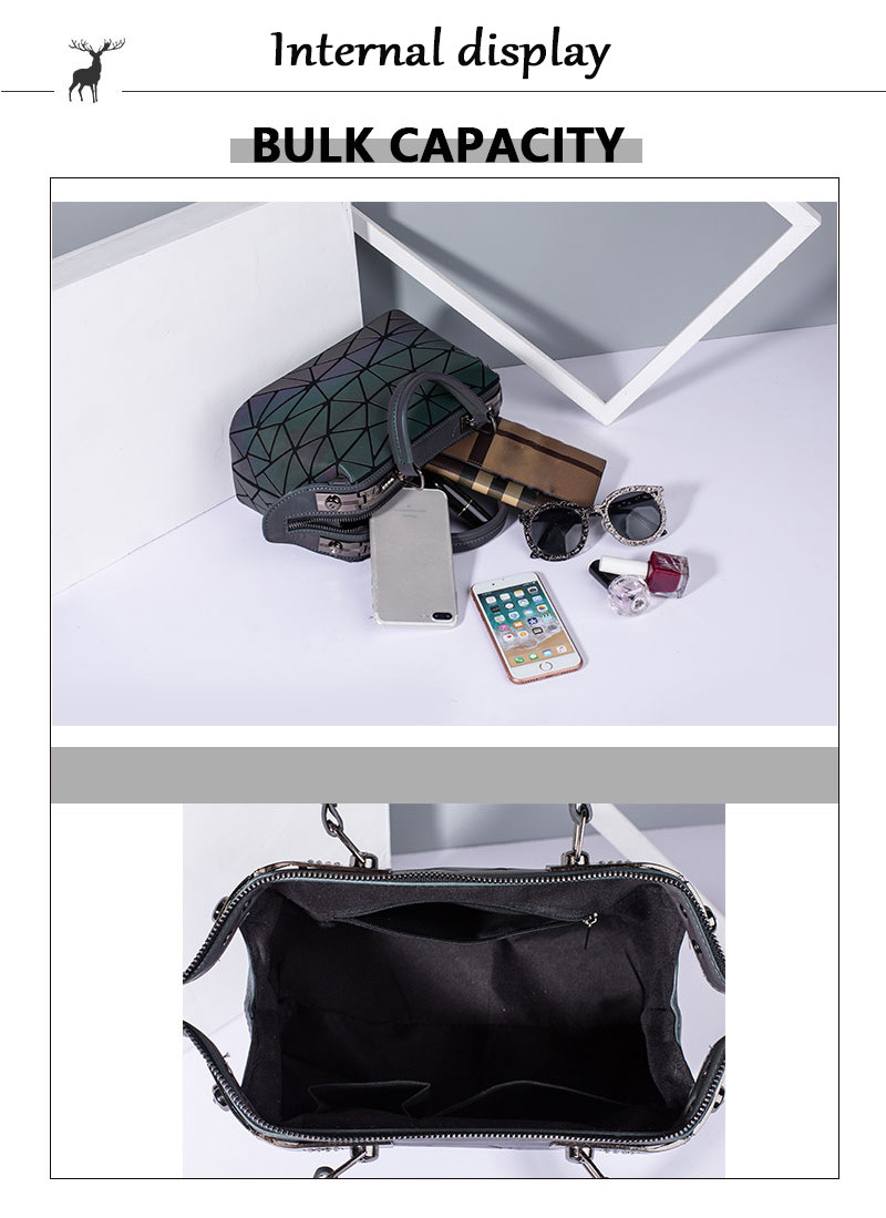 Laser Geometric Tote Bags Zipper Luminous Ladies Handbags