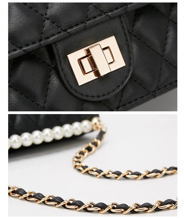 New Fashion Design Pearl High Quality Handbags Ladies PU Leather Shoulder Messenger Bags