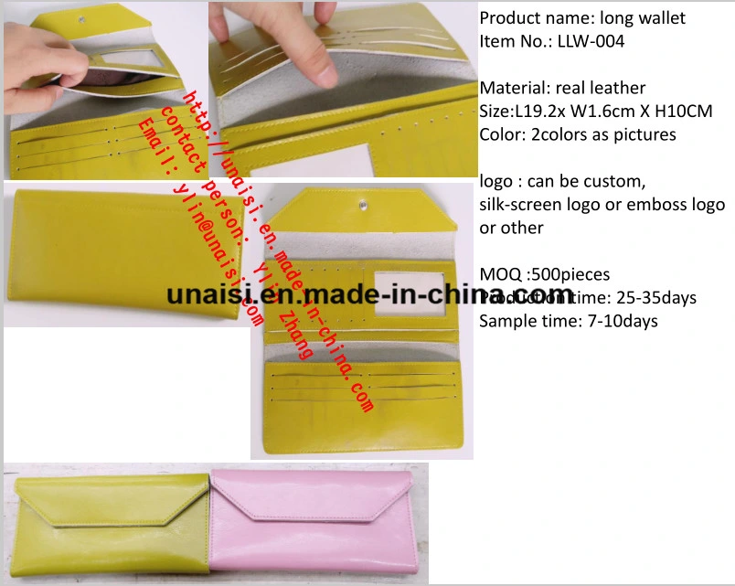 Wholesale Stock and Custom Leather Clutch Purse Long Ladies Wallet Purse