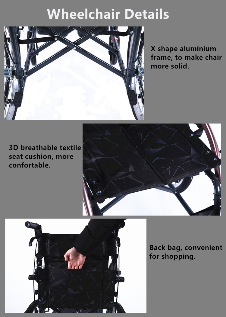 High Quality Lightweight Manual Portable Wheelchair