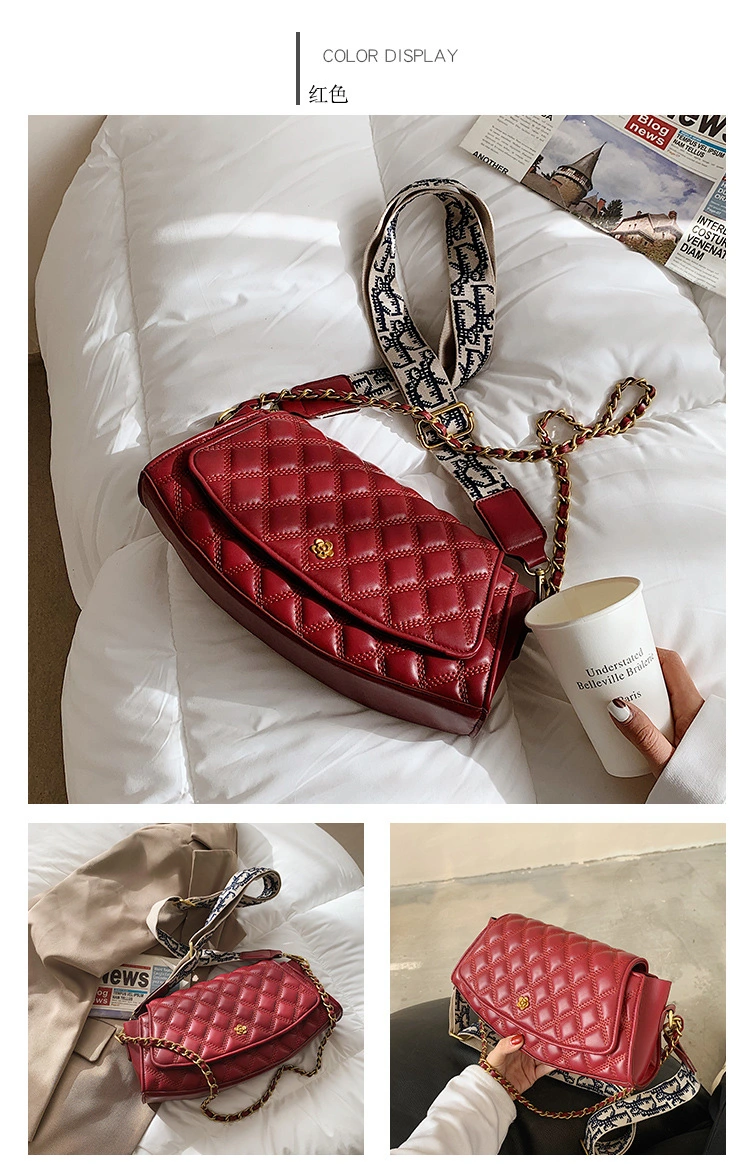 Vintage Quilted Female Bags Sling Bag with Chain Small Handbags for Women