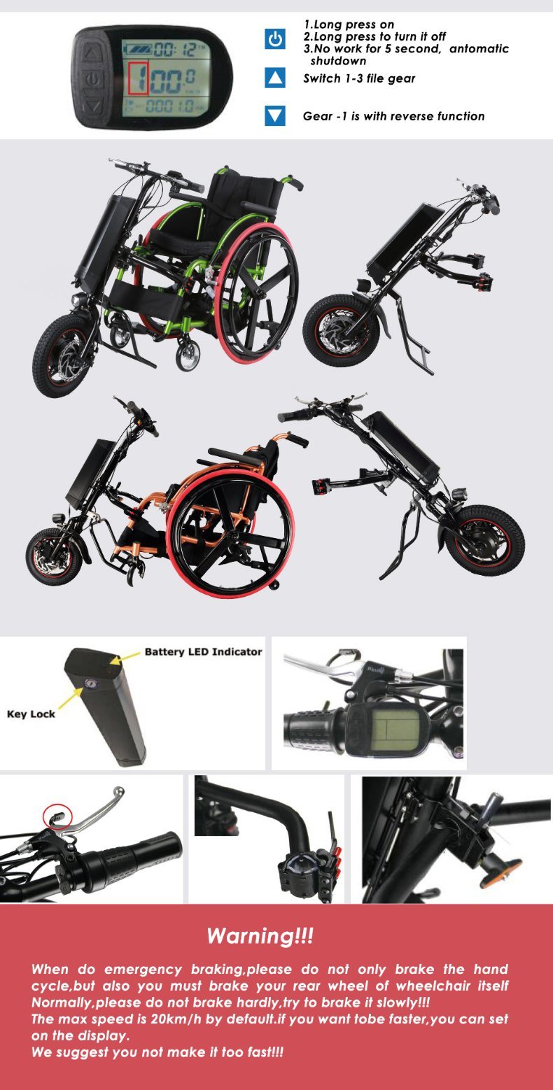 2021 Factory Supply 12" Front Wheel Motor Wheelchair Electric Handcycle