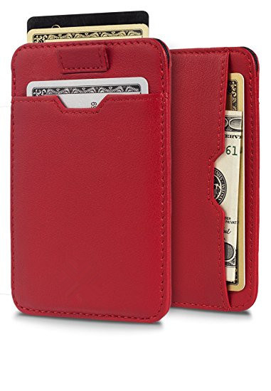 Leather Slim Card Sleeve Wallet with RFID Protection