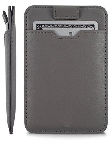 Leather Slim Card Sleeve Wallet with RFID Protection