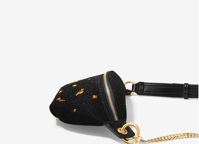 Black Color Golden Star Women Waist Bag Sling Bag Designer Shoulder Bag