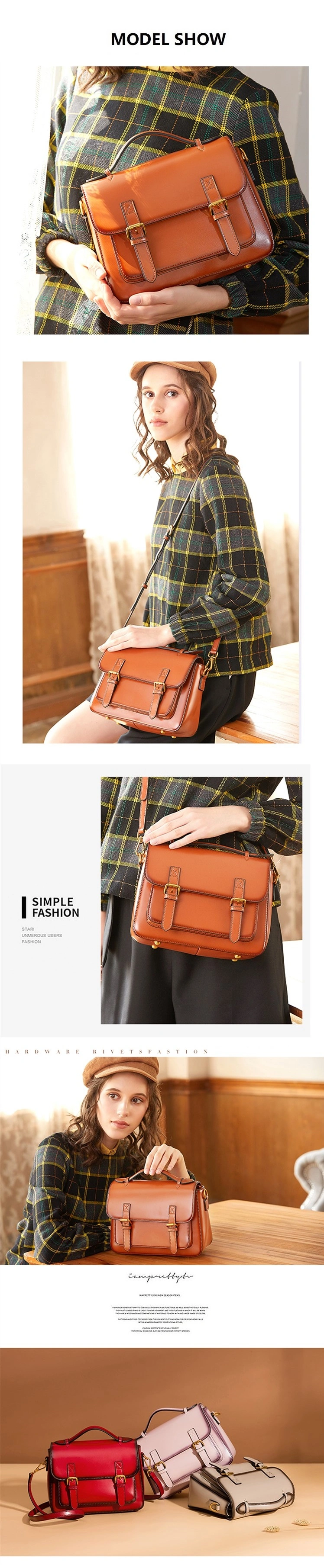 Fashion Retro Design Leather Ladies Cross Body Shoulder Messenger Handbags