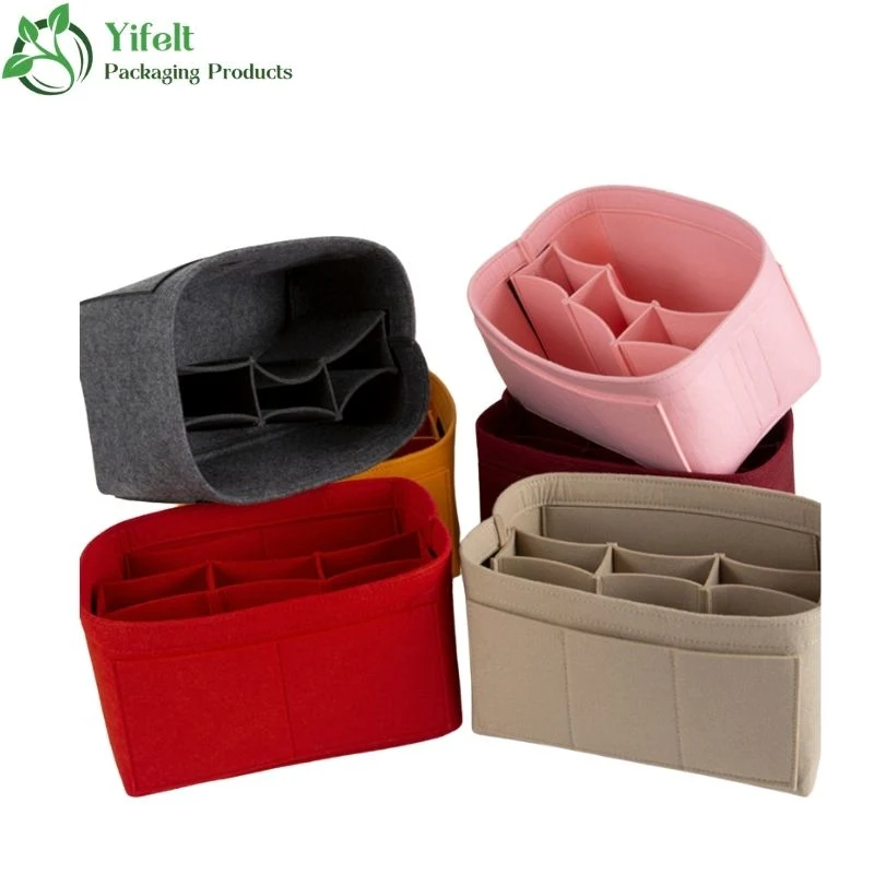 Ladies's Felt Purse Cosmetic Bag Insert Organizer Tote Bag with Zipper Wholesale