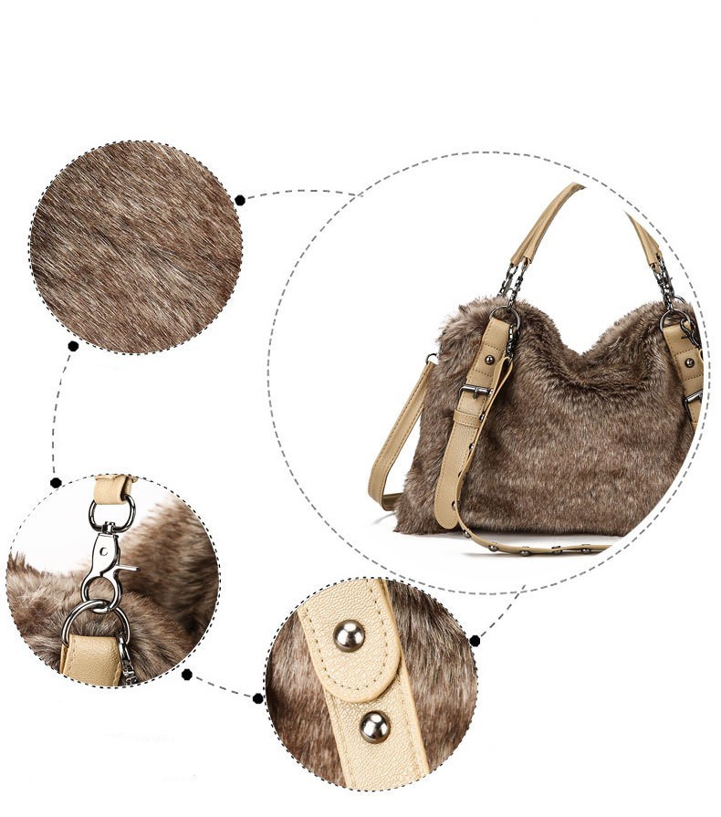 New Arriving Imitation Rabbit Fur Lady Sling Bag Women Handbag