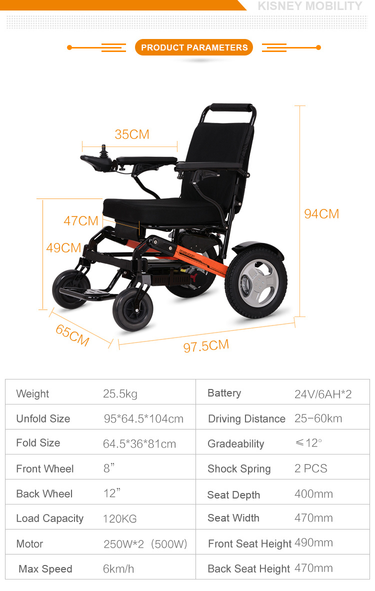 Deluxe Foldable Power Compact Mobility Lightweight Wheelchair for Electric