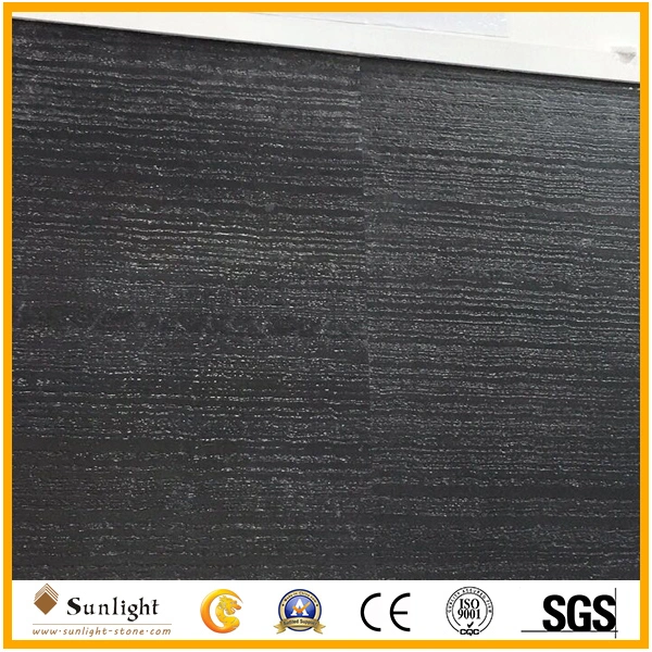 New Marble Slabs, Hot Sell Ink Black Polished Black Wooden Marble, Leather Surface Black Marble