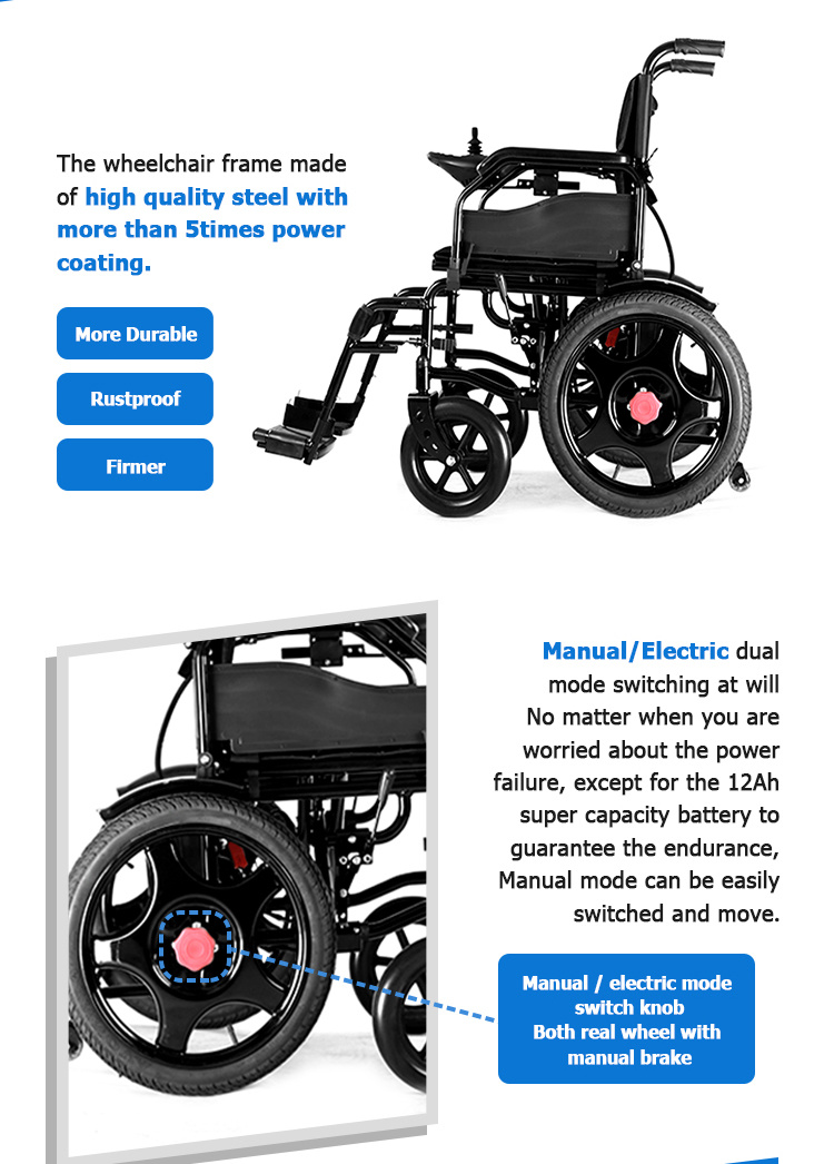 E Folding Electric Wheelchair Portable and Lightweight for Elderly Travelling
