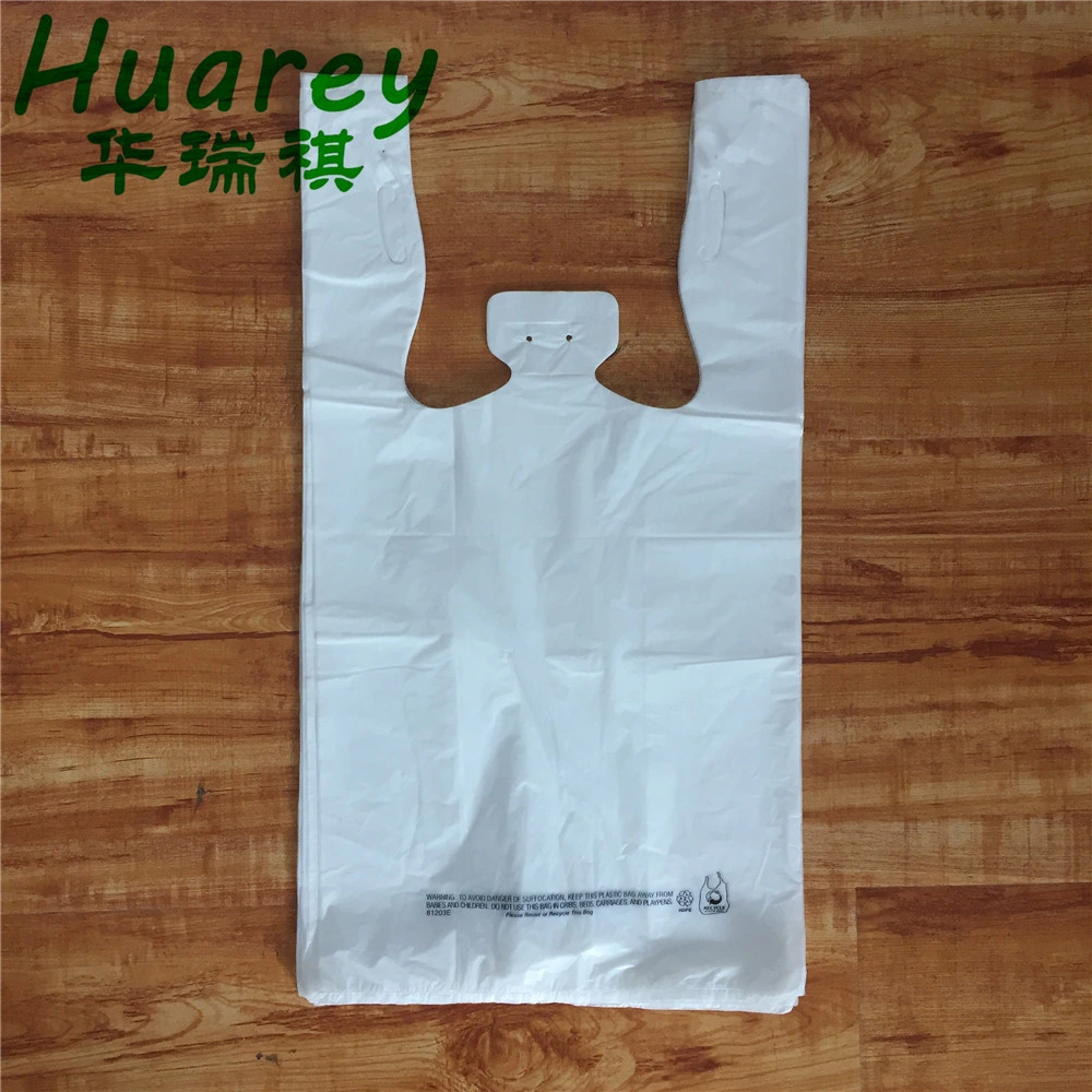 High Quality Wholesale Black Plain Plastic T Shirt Bag for Grocery