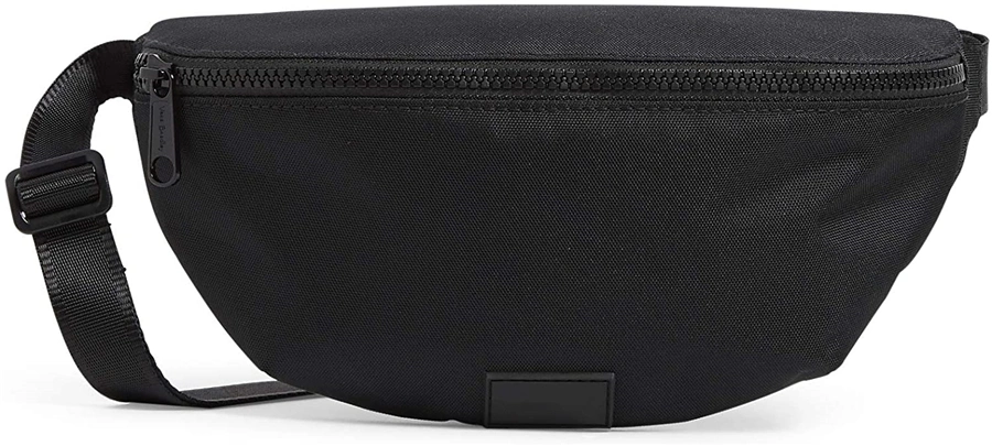 100% RPET Recycled Plain Pure Single Color Black Tortiquose Crossbody Belt Waist Bag with RFID Protection