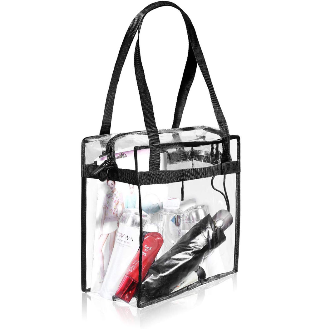 Hot Sales Waterproof Clear Tote Bag with Zipper Closure Crossbody Messenger Shoulder Bag with Adjustable Strap