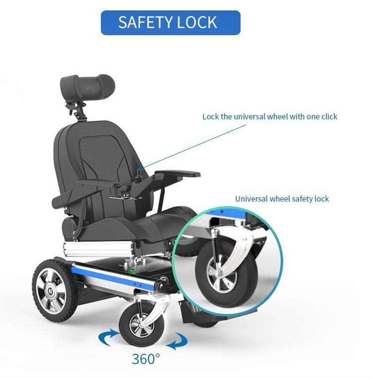 Folding Recline Back Electric Wheelchair with Lithium Battery