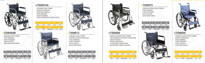 New Arrivals Steel Manual Foldable Wheelchair for Elderly Handicapped