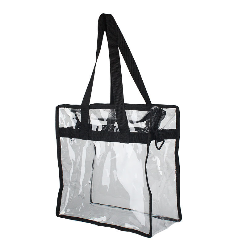 Stadium Approved Zipper 12 X 12 X 6 Inches Clear Crossbody Stadium Tote Bag with Adjustable Shoulder Strap