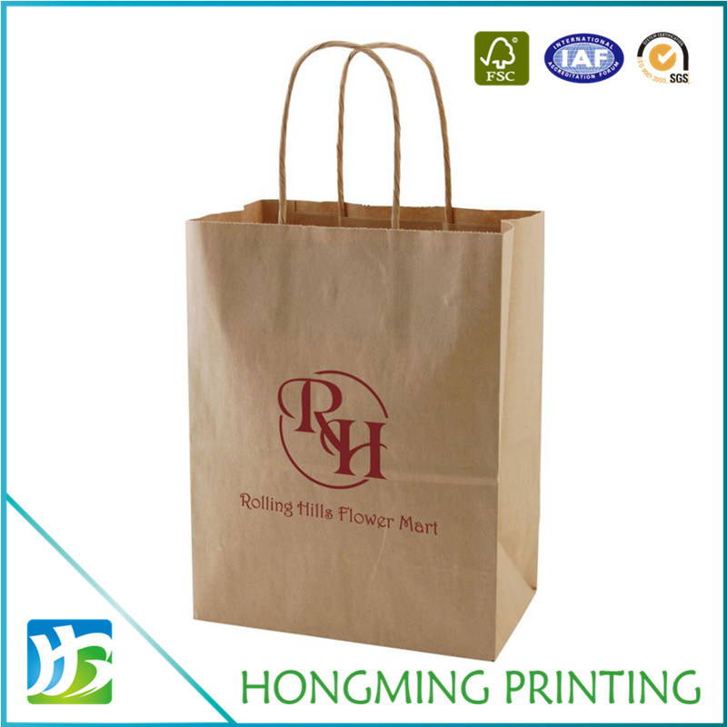 Custom Cheap Brown Kraft Paper Bag with Handle