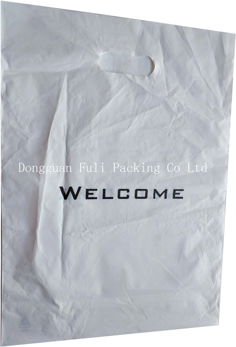 Customized Recycle White Soft Plastic Flexible Printed Die Cut Promotional Shopping Gift Tote Bag