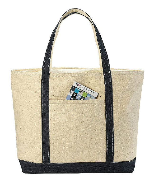 Designer Handbags Online Light Weight Canvas Tote Beach Handbag with Zippered up Closure