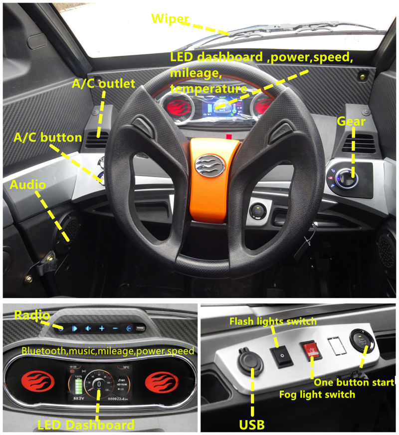 Mobility 3kw Motor Closed Cabin Four Wheel Mini EV for Logistics