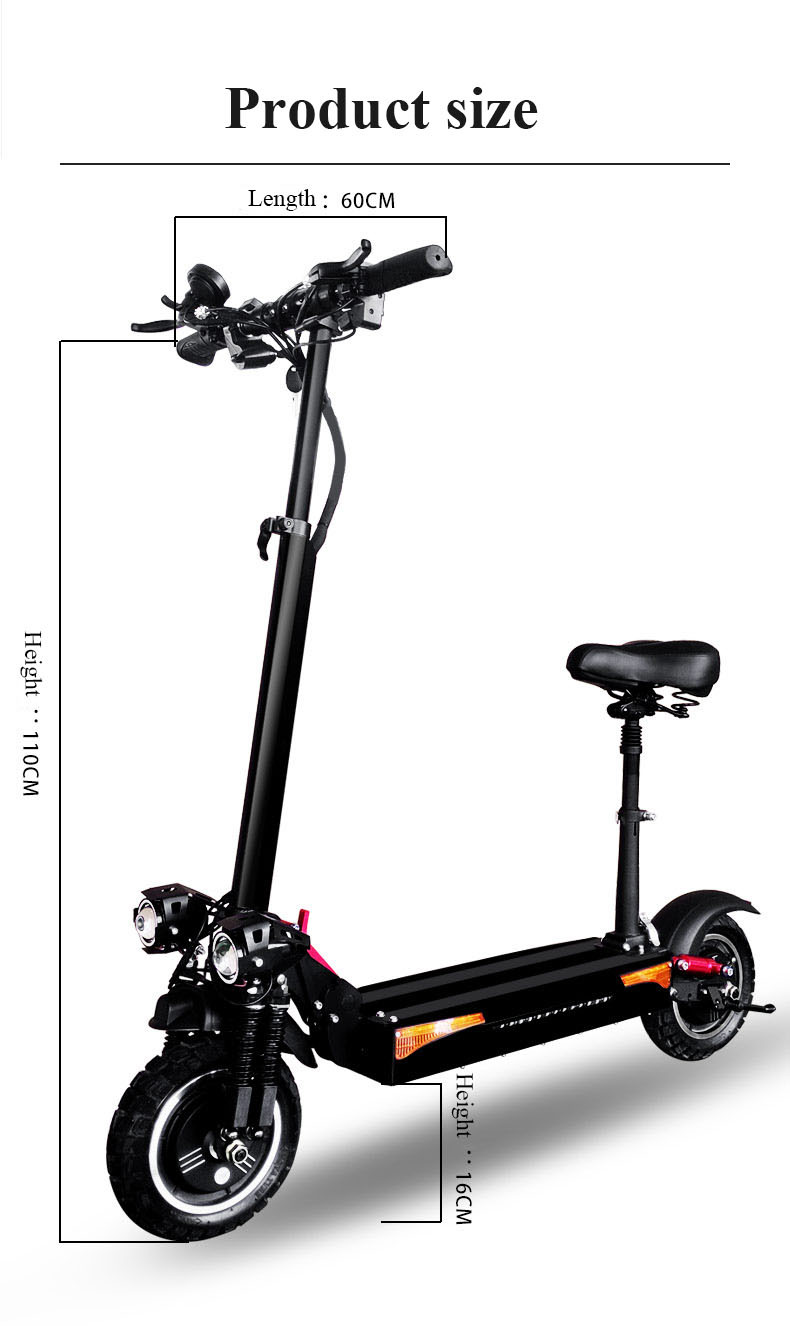 Wide Wheel Scooter E Scooter 500W*2 48V18ah Scooter Seat