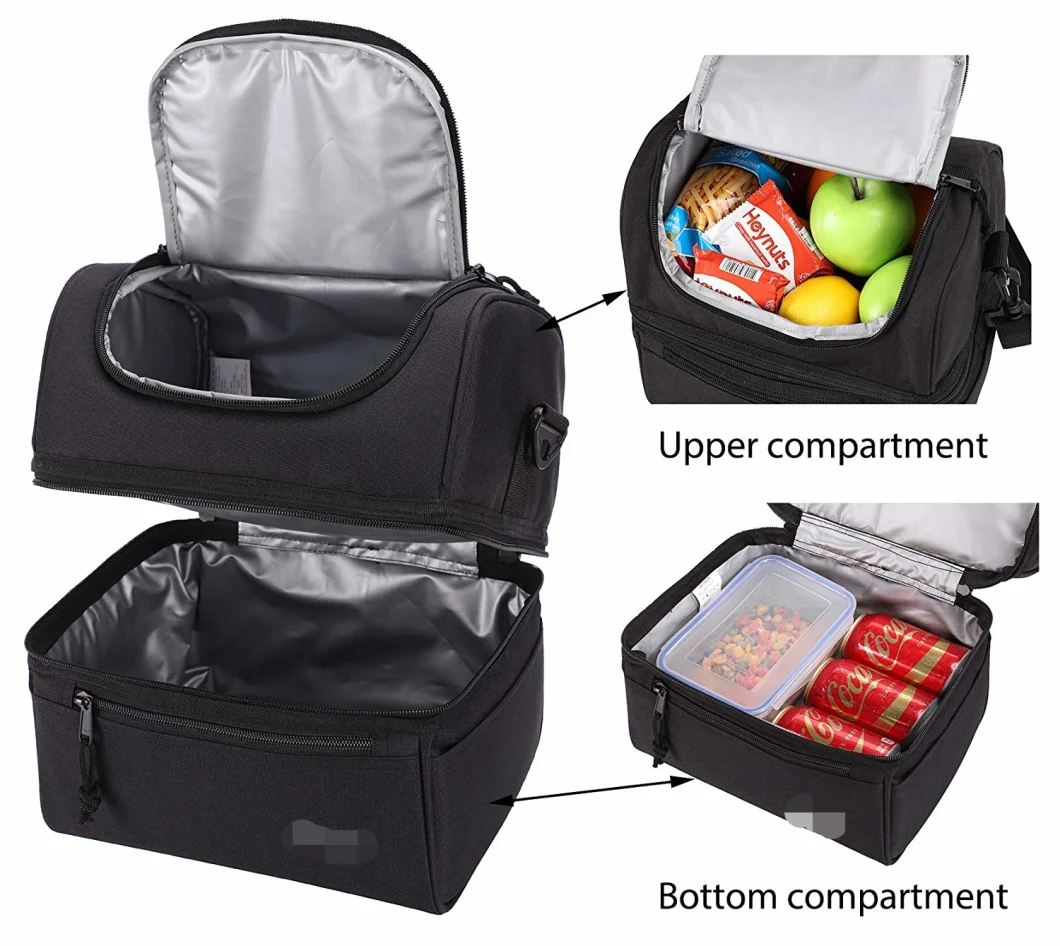 Large Insulated Tote Lunch Cooler Bag, Black