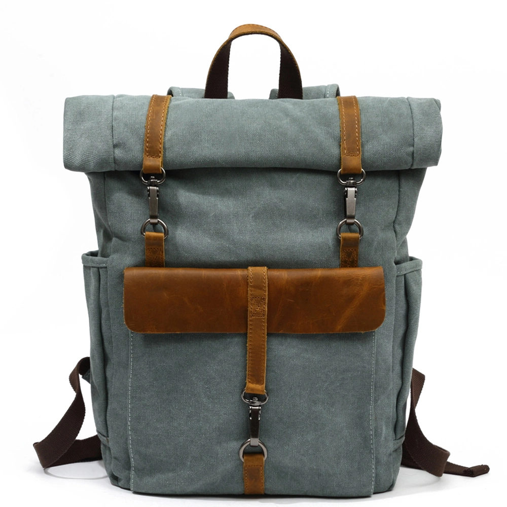 High Quality Leather Canvas Sport Hiking Handbag Backpack (RSF8828)