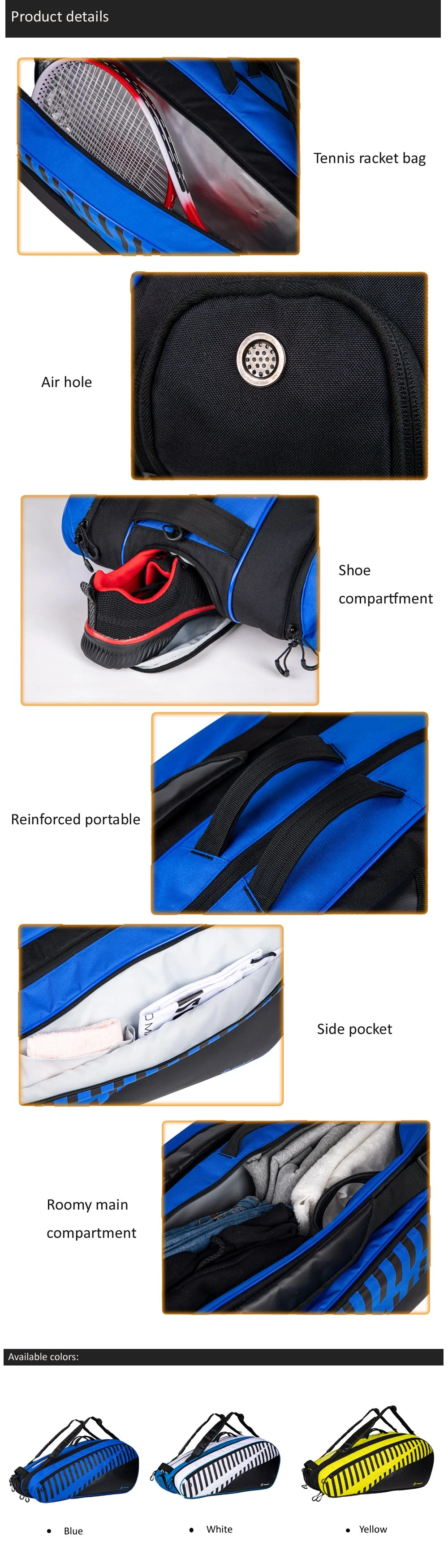 Tennis Racket Bag Custom Sport Bag Tennis Gym Bag Sport Tennis Racket Tote Bag