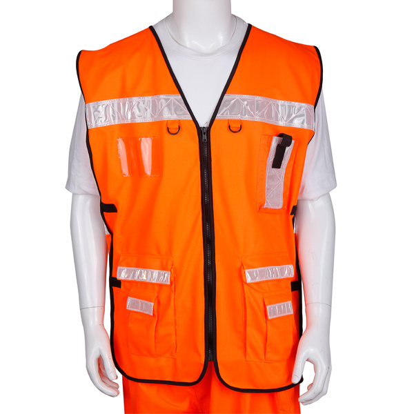 Wholesale Bespoke Reflective Yellow Fluorescent Safety Vest with Working Pockets