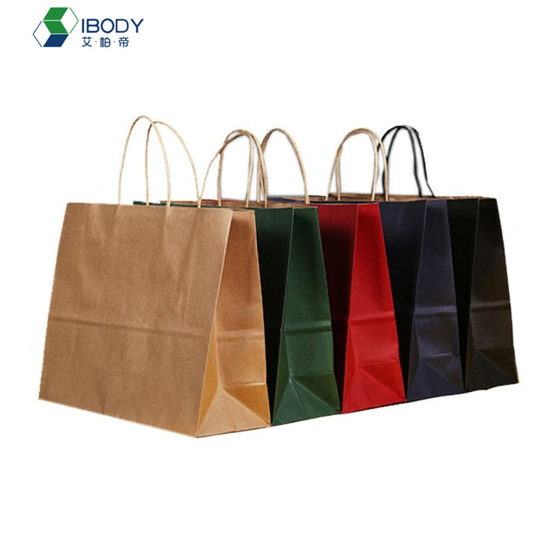 Flexo Printed Luxury Large Recycled Brown Kraft Paper Shopping Bags