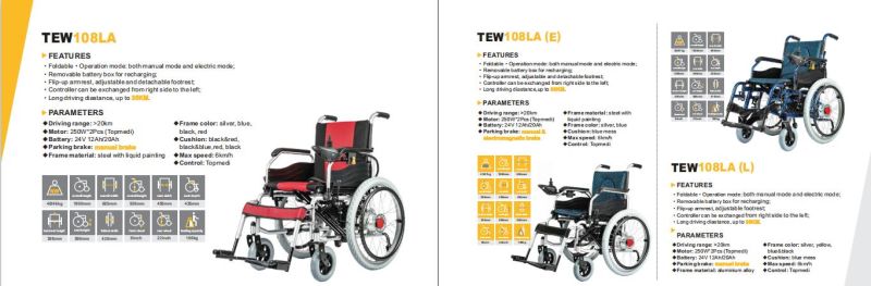 Topmedi Strong Loading Capacity Power Folding Electric Motor Wheelchair