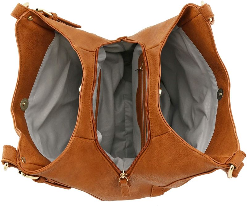 Light-Weight 3 Compartment Faux Leather Medium Hobo Bag