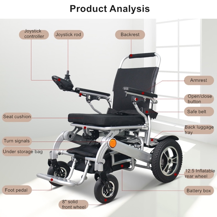 24V20ah Lithium Battery Auto Folding Light Portable Electric Wheelchair