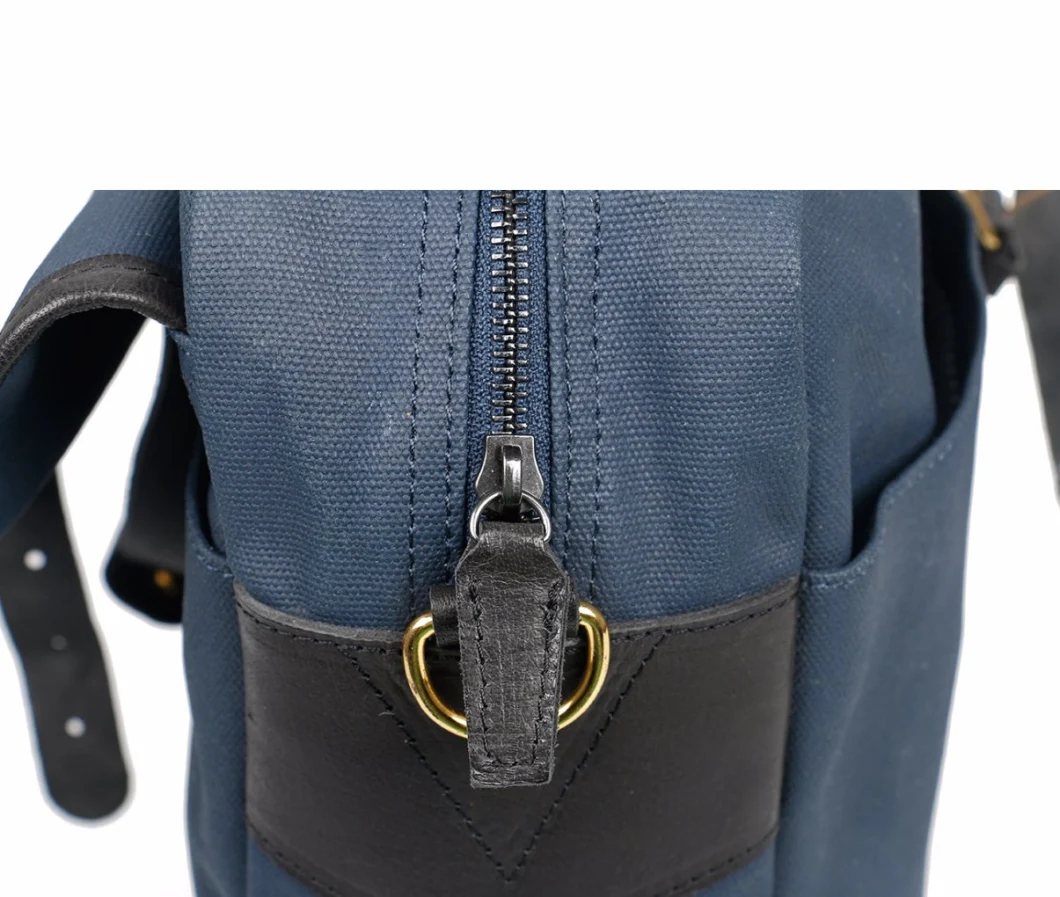 Fashion Navy Blue Coated Canvas Messenger Bag Briefcase